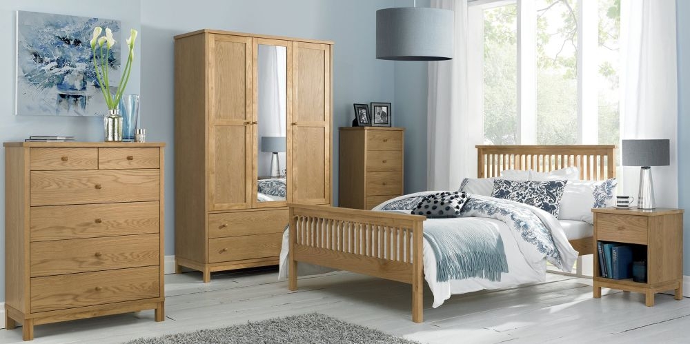 Product photograph of Bentley Designs Atlanta Oak 3 Door 2 Drawer Wardrobe from Choice Furniture Superstore.