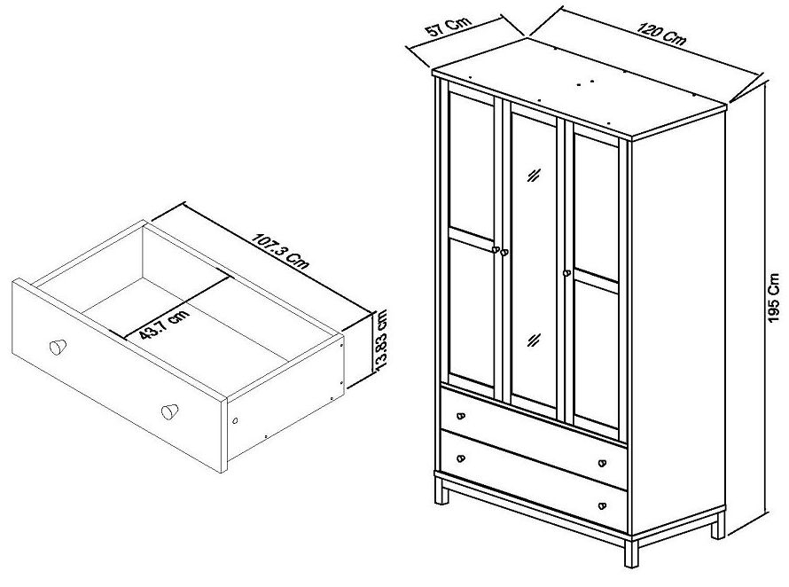 Product photograph of Bentley Designs Atlanta Two Tone 3 Door 2 Drawer Wardrobe from Choice Furniture Superstore.