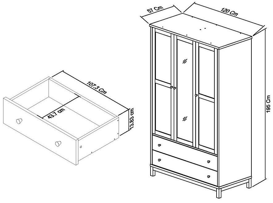 Product photograph of Bentley Designs Atlanta White 3 Door 2 Drawer Wardrobe from Choice Furniture Superstore.