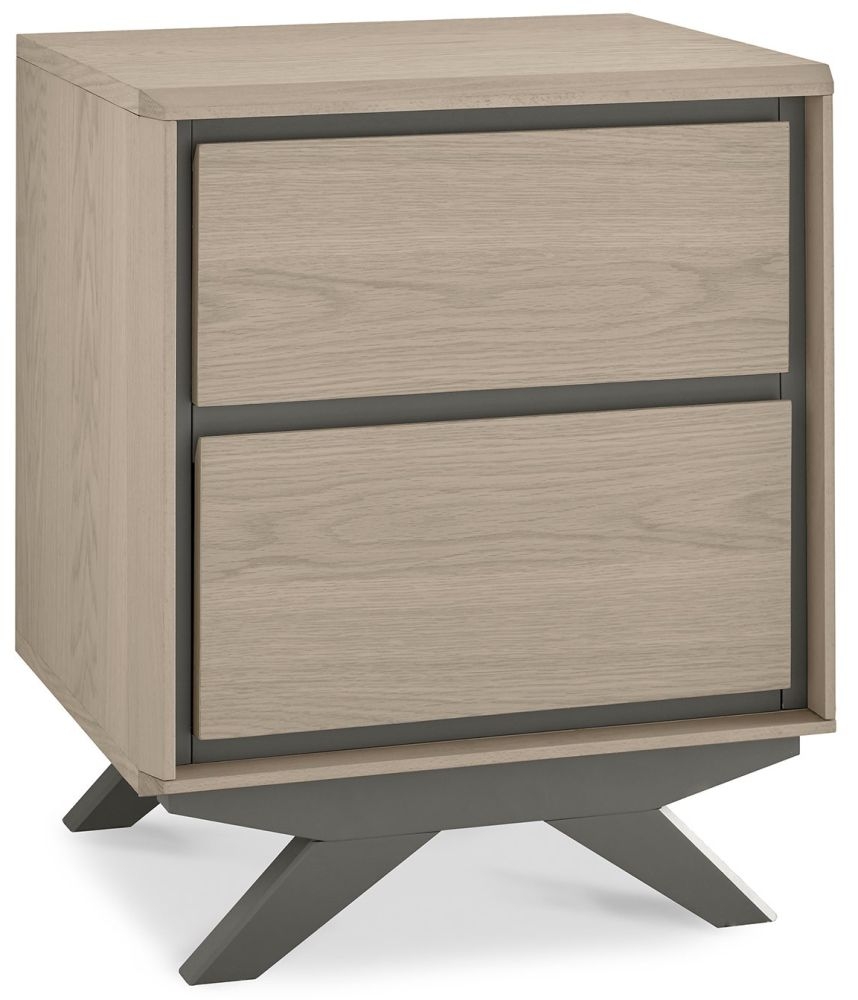 Product photograph of Bentley Designs Brunel Scandi Oak And Dark Grey 2 Drawer Bedside from Choice Furniture Superstore.