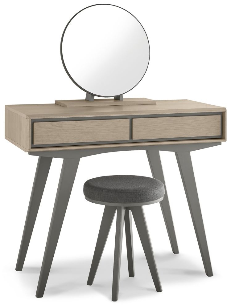 Product photograph of Bentley Designs Brunel Scandi Oak And Dark Grey 1 Drawer Dressing Table from Choice Furniture Superstore.