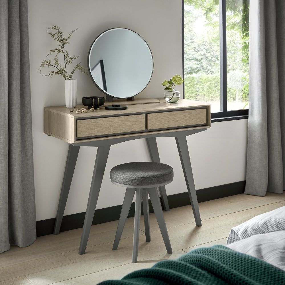 Product photograph of Bentley Designs Brunel Scandi Oak And Dark Grey 1 Drawer Dressing Table from Choice Furniture Superstore.