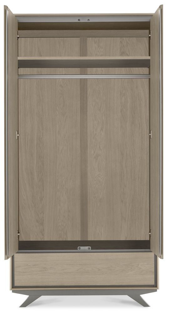 Product photograph of Bentley Designs Brunel Scandi Oak And Dark Grey 2 Door 1 Drawer Wardrobe from Choice Furniture Superstore.