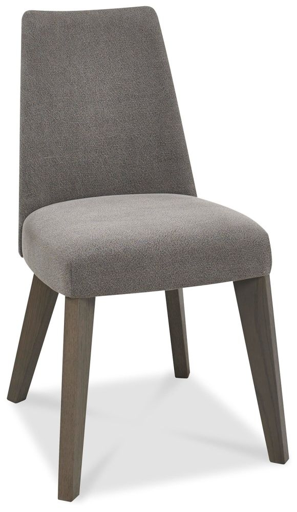 Product photograph of Bentley Designs Cadell Aged Oak Smoke Grey Upholstered Dining Chair Sold In Pairs from Choice Furniture Superstore.