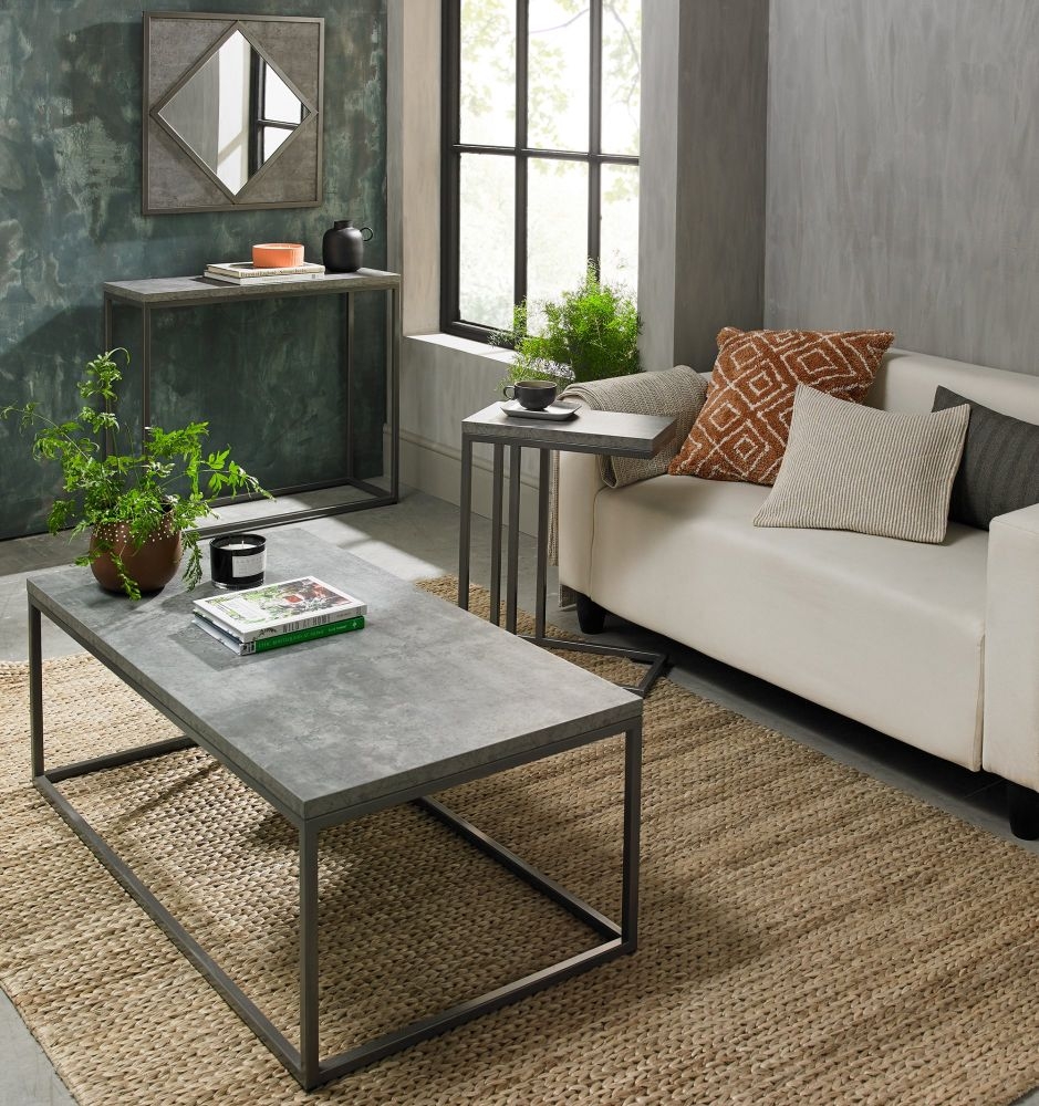 Product photograph of Bentley Designs Renzo Zinc And Dark Grey Narrow Side Table from Choice Furniture Superstore.