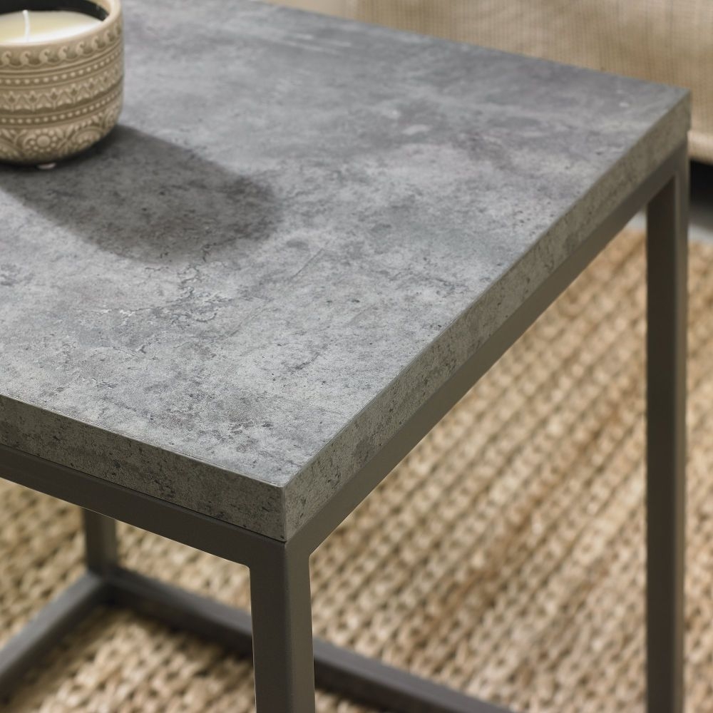 Product photograph of Bentley Designs Renzo Zinc And Dark Grey Side Table from Choice Furniture Superstore.