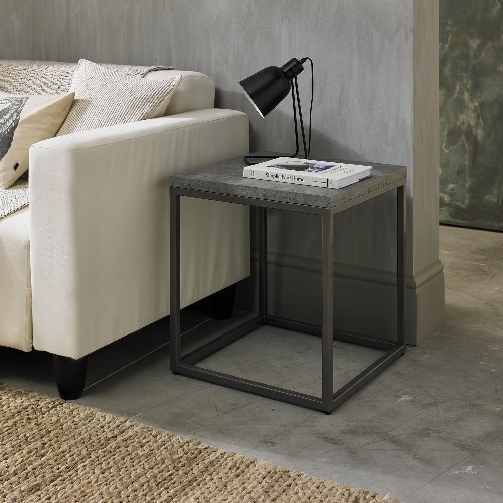 Product photograph of Bentley Designs Renzo Zinc And Dark Grey Side Table from Choice Furniture Superstore.
