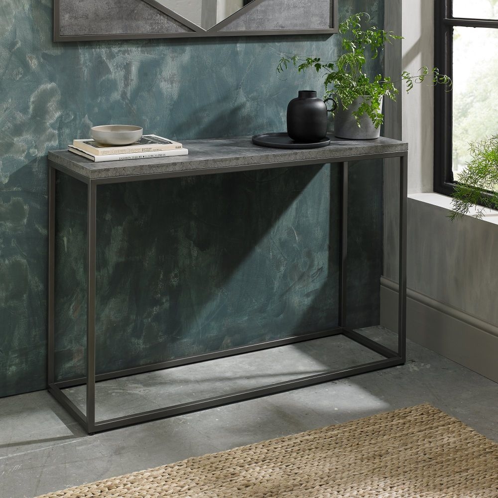 Product photograph of Bentley Designs Renzo Zinc And Dark Grey Console Table from Choice Furniture Superstore.