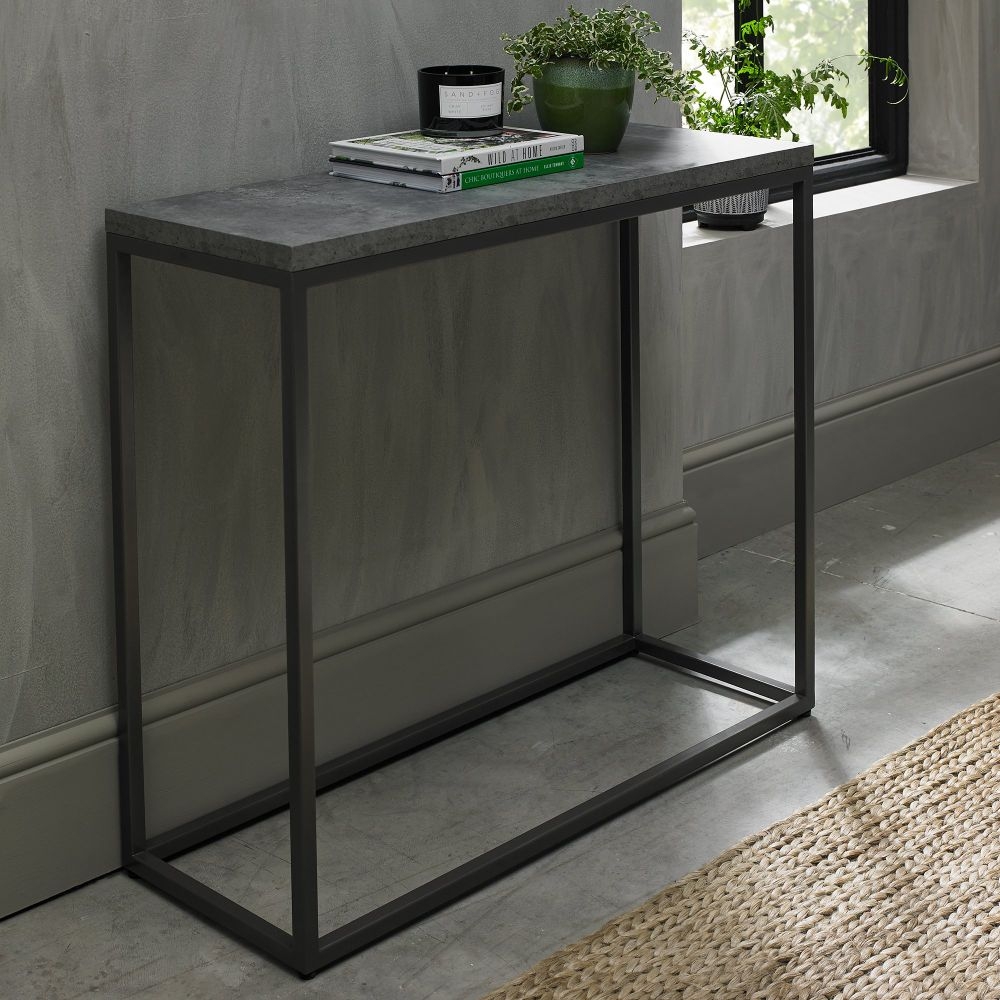 Product photograph of Bentley Designs Renzo Zinc And Dark Grey Narrow Console Table from Choice Furniture Superstore.