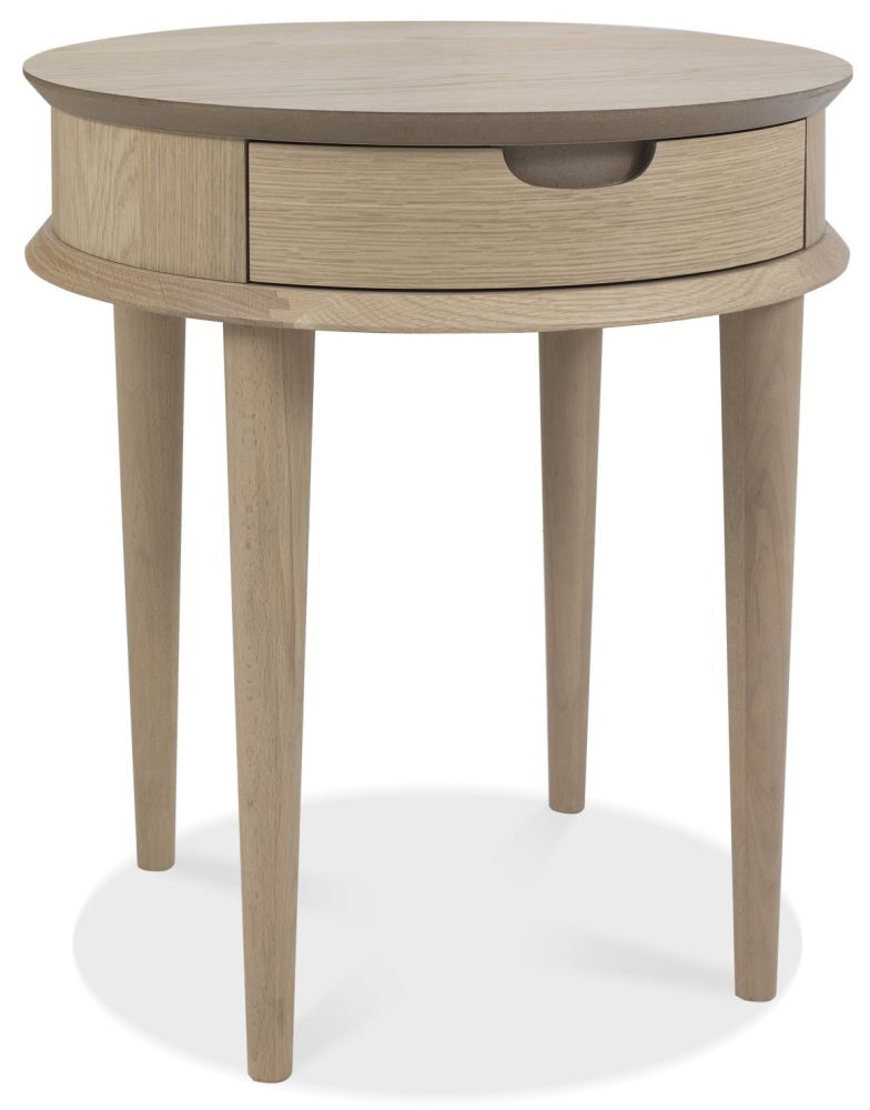 Product photograph of Bentley Designs Dansk Scandi Oak 1 Drawer Lamp Table from Choice Furniture Superstore.