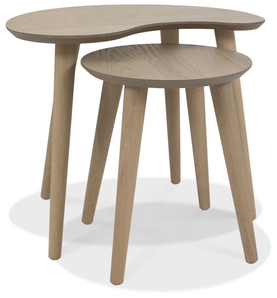 Product photograph of Bentley Designs Dansk Scandi Oak 2 Nest Of Lamp Tables from Choice Furniture Superstore.