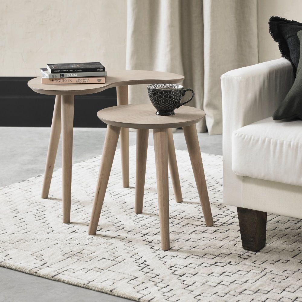 Product photograph of Bentley Designs Dansk Scandi Oak 2 Nest Of Lamp Tables from Choice Furniture Superstore.