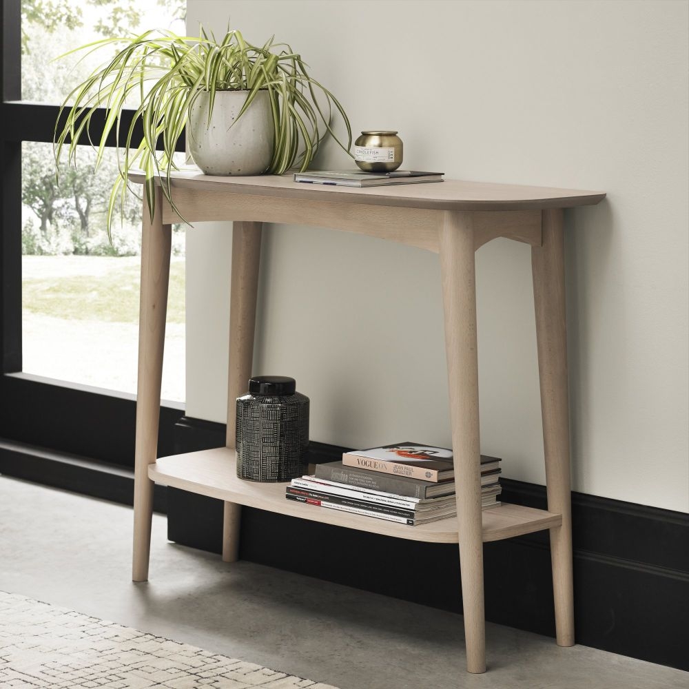 Product photograph of Bentley Designs Dansk Scandi Oak 1 Shelf Console from Choice Furniture Superstore.
