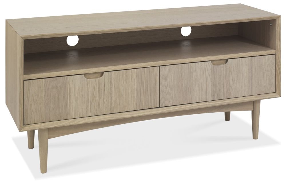 Product photograph of Bentley Designs Dansk Scandi Oak 2 Drawer Tv Unit from Choice Furniture Superstore.