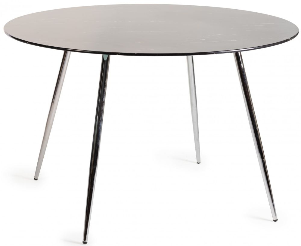 Product photograph of Bentley Designs Christo Black Marble Effect Tempered Glass 4 Seater Round Dining Table from Choice Furniture Superstore.