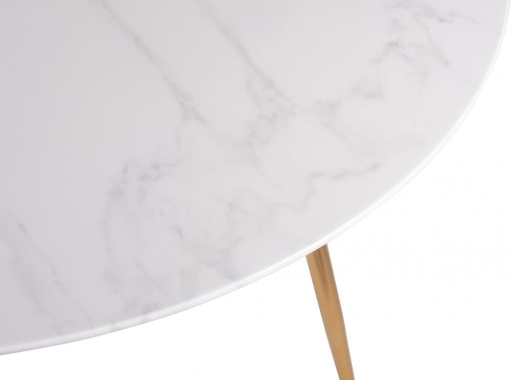 Product photograph of Bentley Designs Francesca White Marble Effect Tempered Glass 4 Seater Round Dining Table from Choice Furniture Superstore.