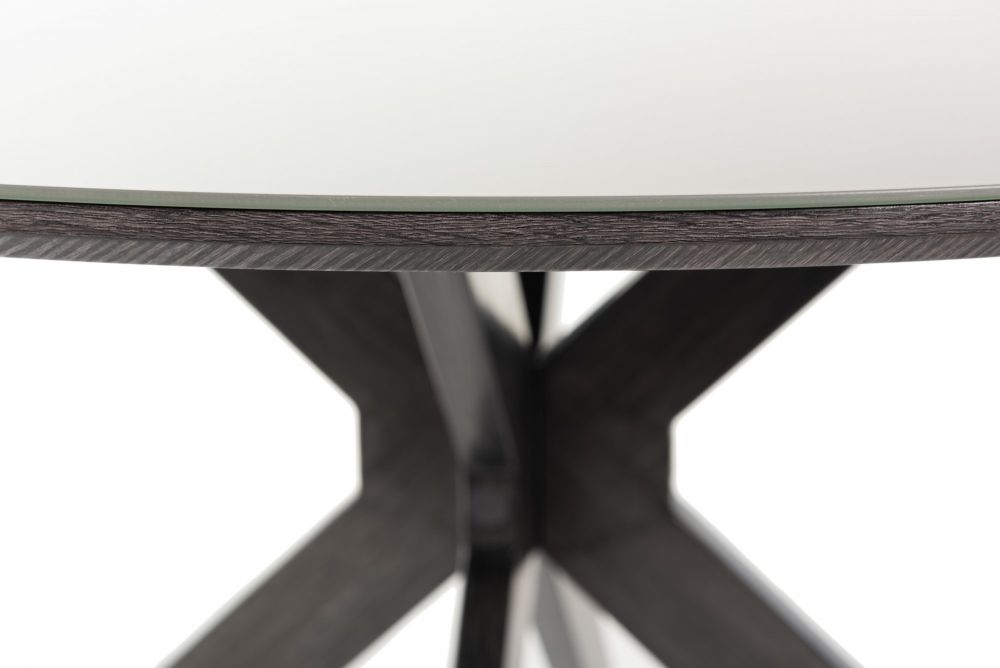 Product photograph of Bentley Designs Hirst Grey Painted Tempered Glass 4 Seater Round Dining Table from Choice Furniture Superstore.