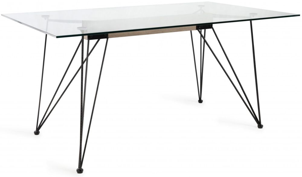 Product photograph of Bentley Designs Miro Clear Tempered Glass 6 Seater Dining Table from Choice Furniture Superstore.