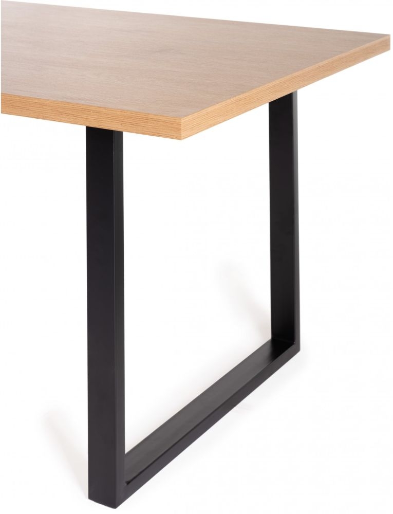 Product photograph of Bentley Designs Ramsay Oak Melamine 6 Seater Dining Table With Black U Shape Legs from Choice Furniture Superstore.