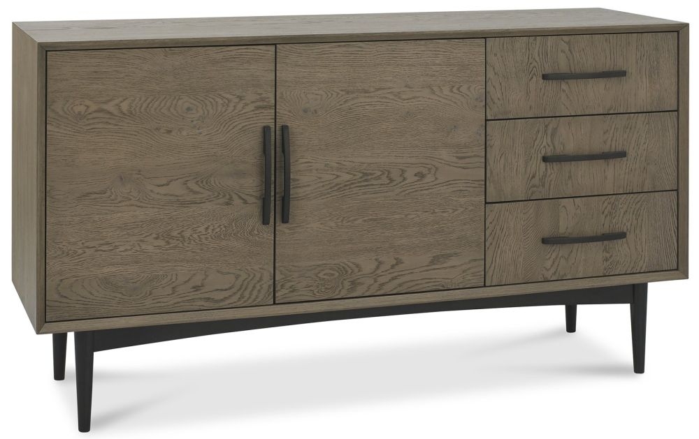 Product photograph of Bentley Designs Vintage Weathered Oak And Peppercorn 2 Door 3 Drawer Sideboard from Choice Furniture Superstore.