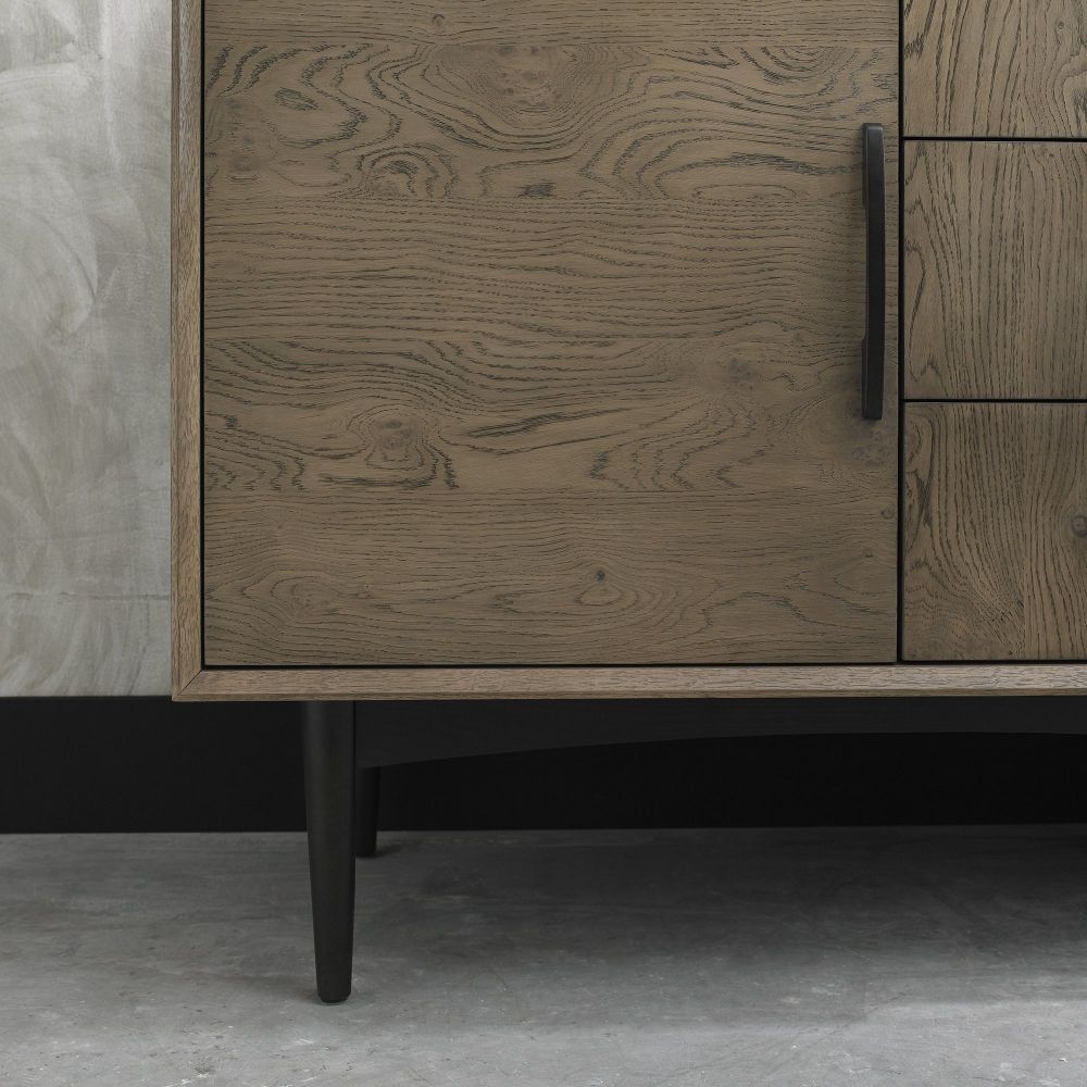 Product photograph of Bentley Designs Vintage Weathered Oak And Peppercorn 2 Door 3 Drawer Sideboard from Choice Furniture Superstore.