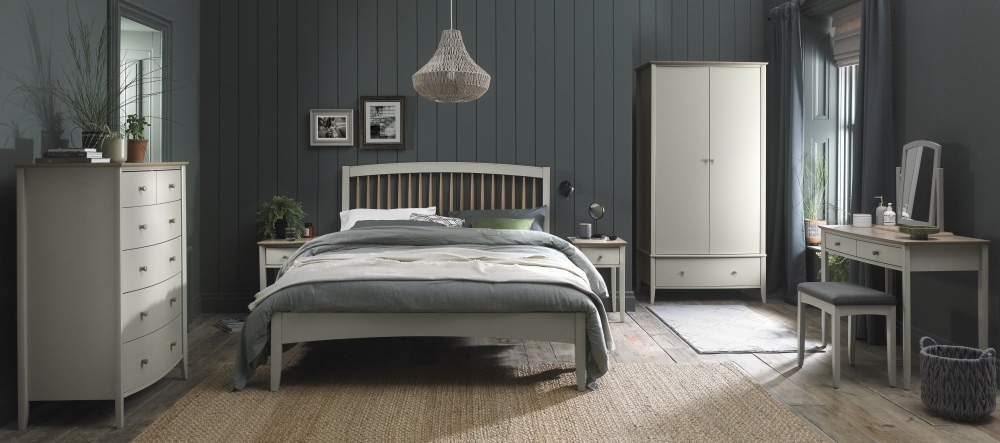 Product photograph of Bentley Designs Whitby Scandi Oak And Soft Grey 1 Drawer Bedside Cabinet from Choice Furniture Superstore.