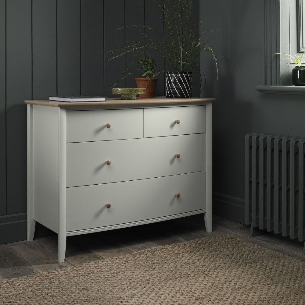 Product photograph of Bentley Designs Whitby Scandi Oak And Soft Grey 2 2 Drawer Chest from Choice Furniture Superstore.
