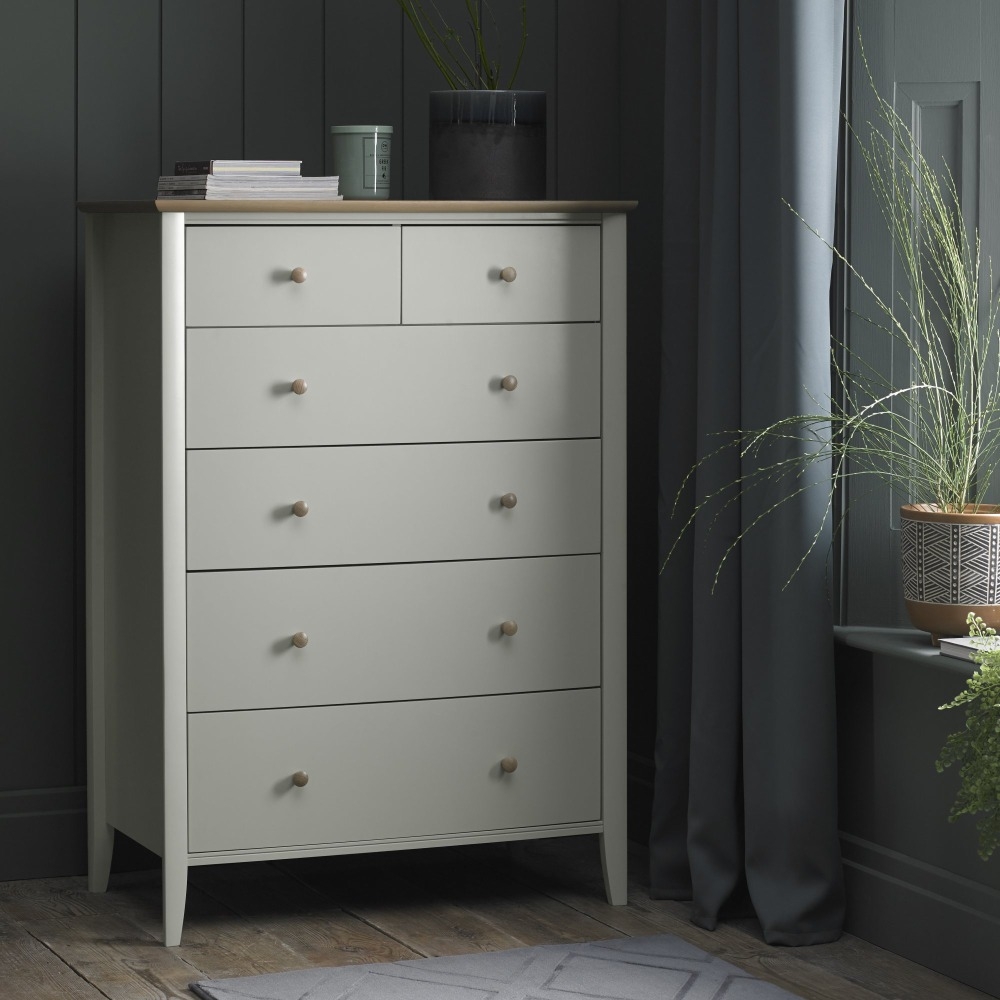 Product photograph of Bentley Designs Whitby Scandi Oak And Soft Grey 2 4 Drawer Chest from Choice Furniture Superstore.