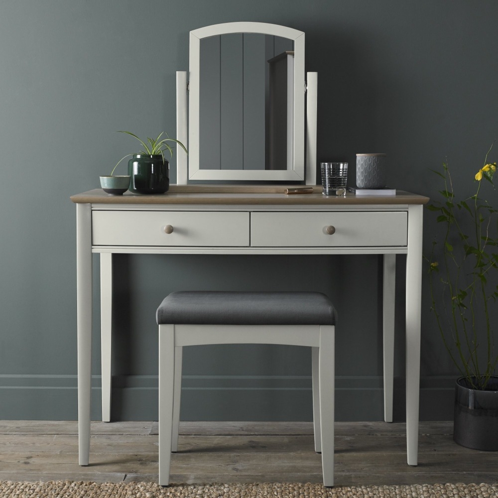 Product photograph of Bentley Designs Whitby Scandi Oak And Soft Grey Dressing Table from Choice Furniture Superstore.