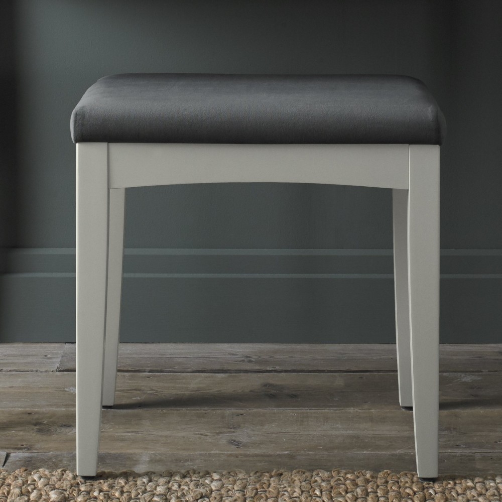 Product photograph of Bentley Designs Whitby Soft Grey Velvet Stool-gun Metal from Choice Furniture Superstore.