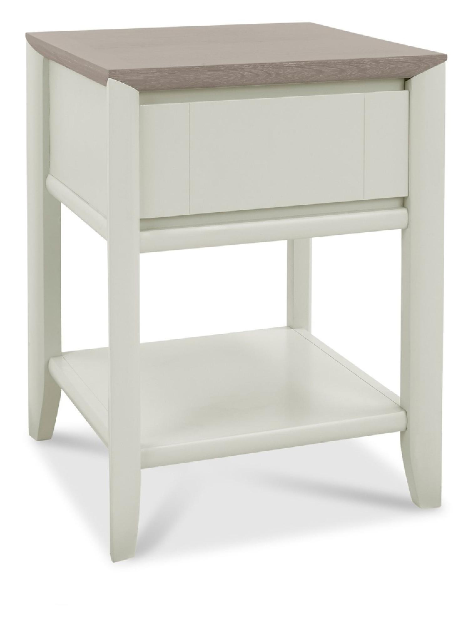 Product photograph of Bentley Designs Bergen Grey Washed Oak And Soft Grey Lamp Table With Drawer from Choice Furniture Superstore.
