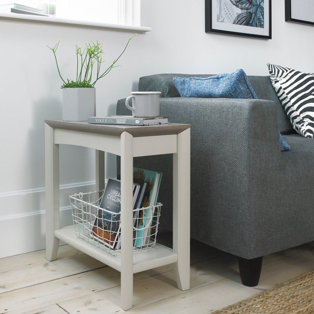 Product photograph of Bentley Designs Bergen Grey Washed Oak And Soft Grey Side Table from Choice Furniture Superstore.