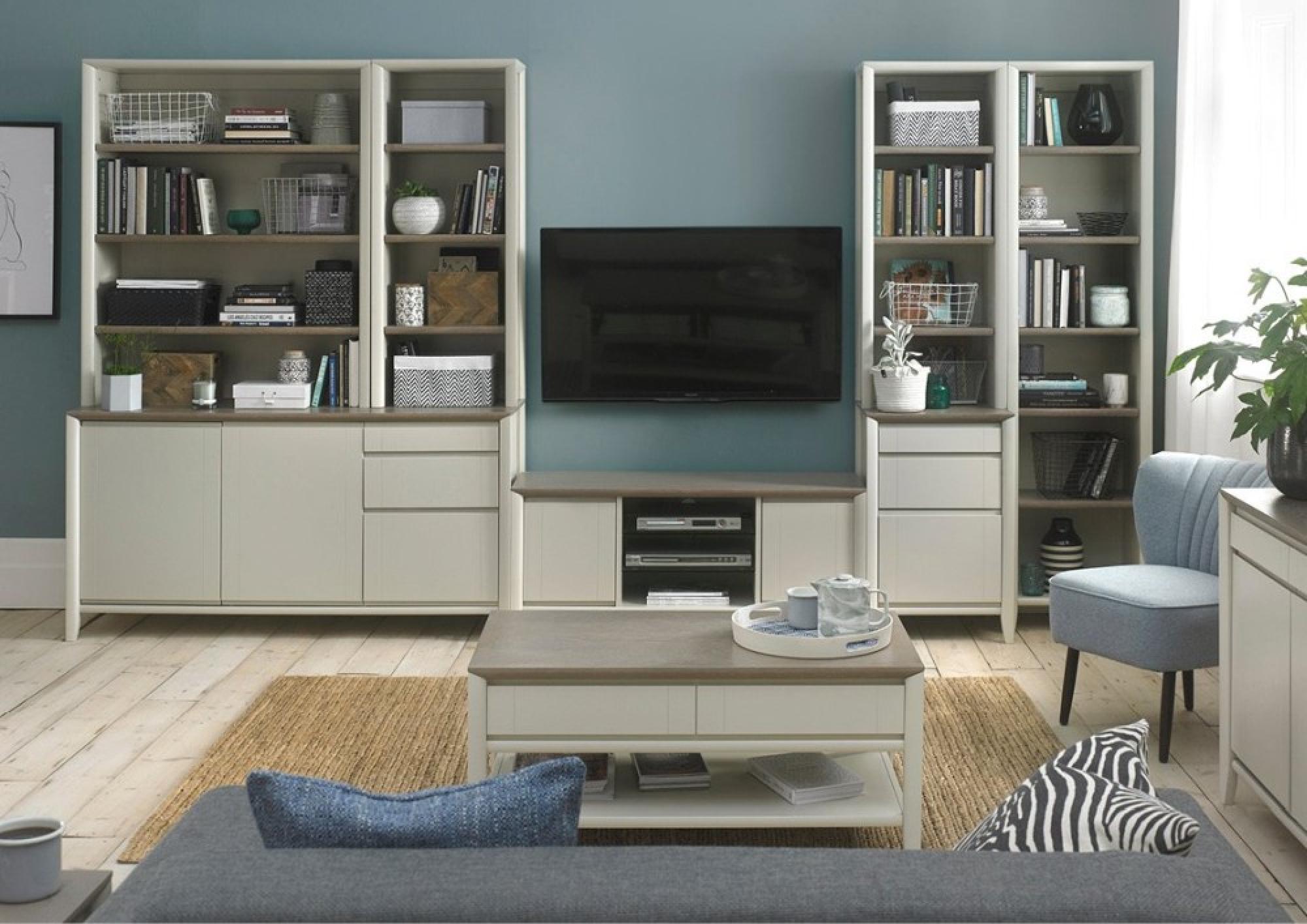 Product photograph of Bentley Designs Bergen Grey Washed Oak And Soft Grey Side Table from Choice Furniture Superstore.