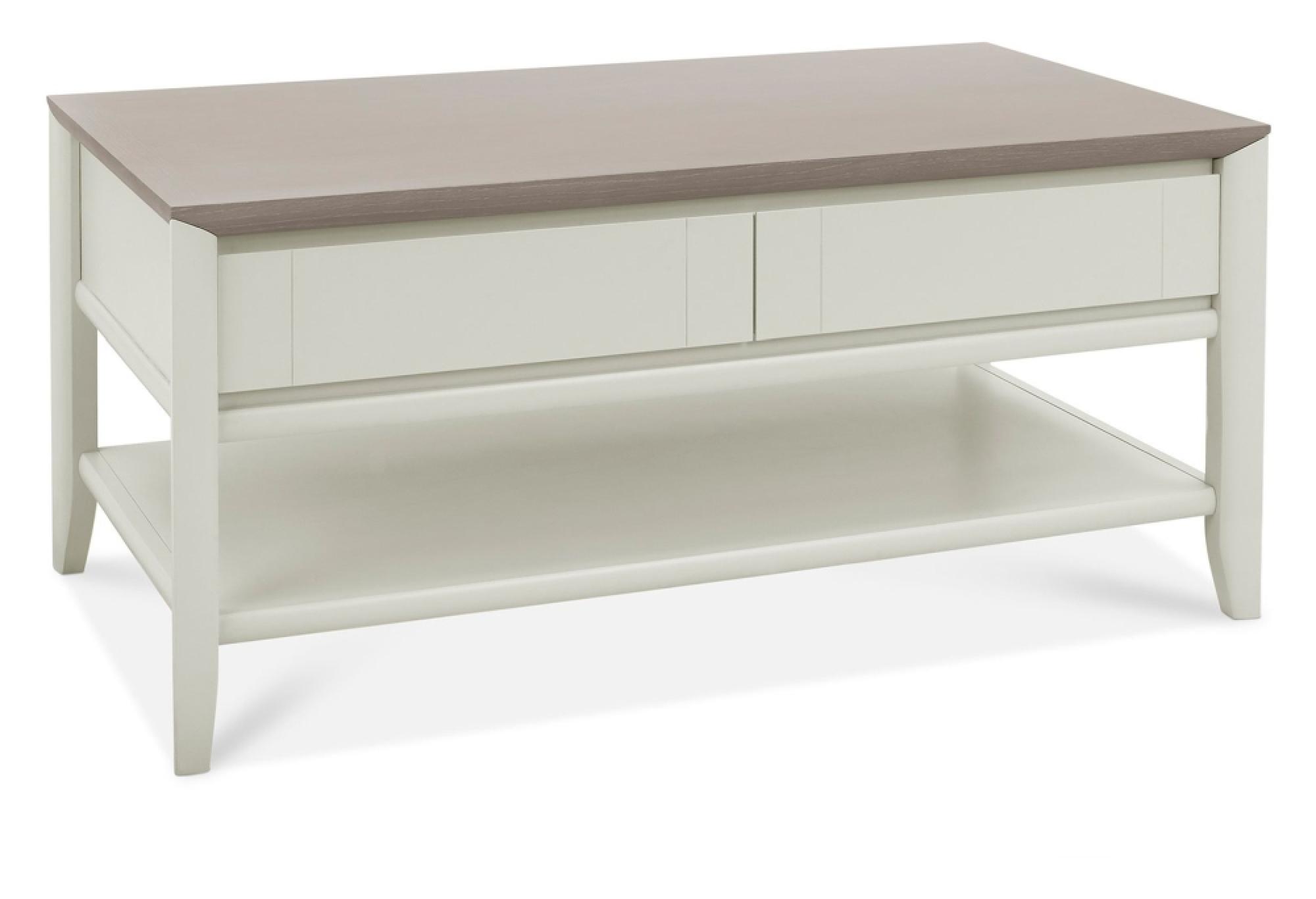 Bentley Designs Bergen Grey Washed Oak and Soft Grey Coffee Table with Drawer