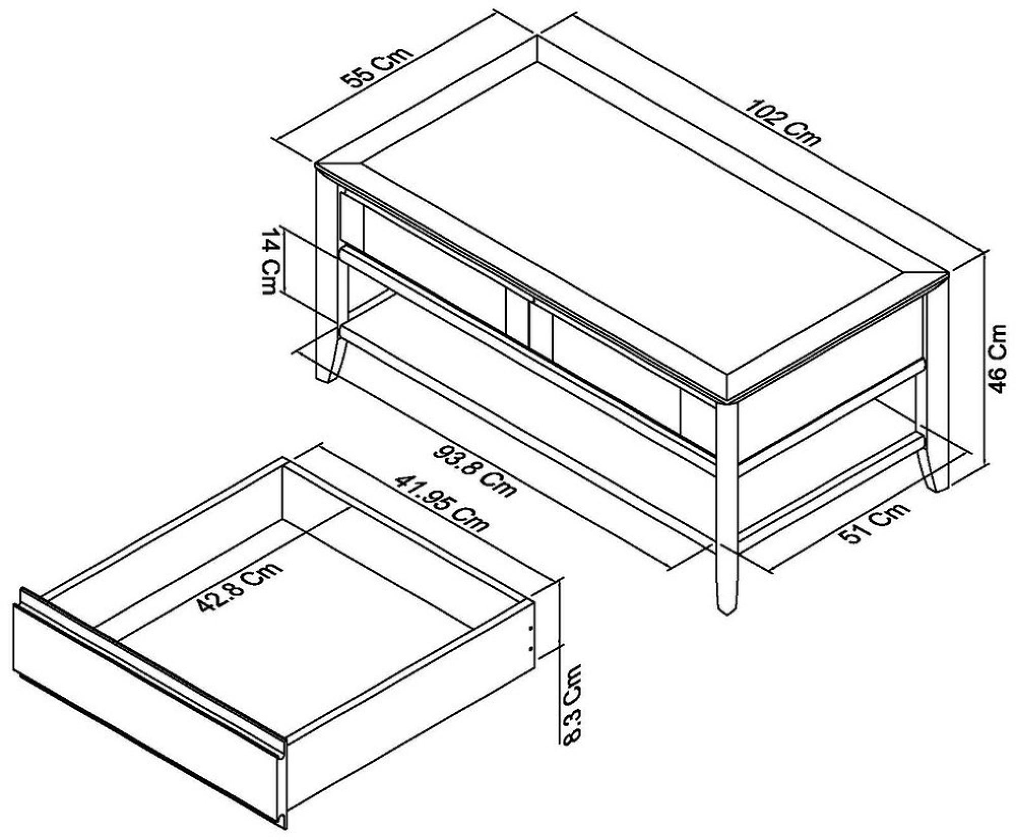 Bentley Designs Bergen Grey Washed Oak and Soft Grey Coffee Table with Drawer