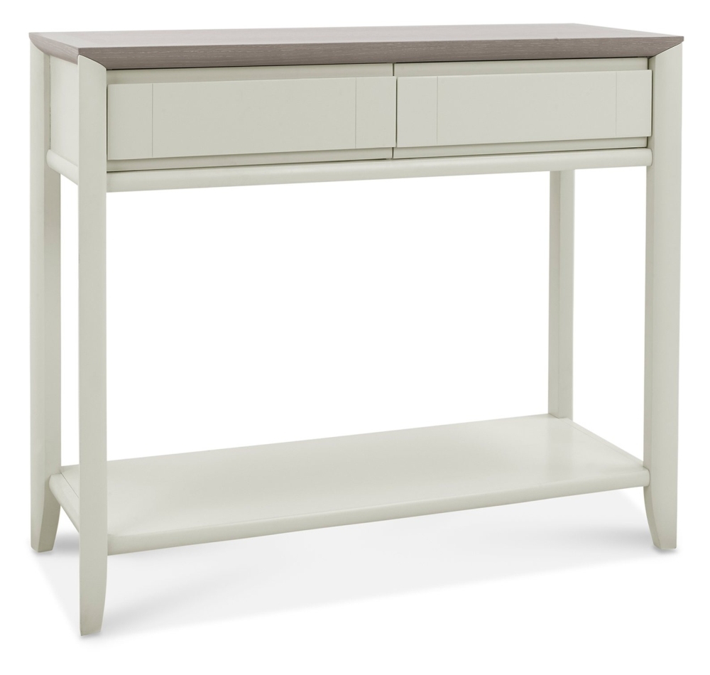 Product photograph of Bentley Designs Bergen Grey Washed Oak And Soft Grey Console Table With Drawer from Choice Furniture Superstore.