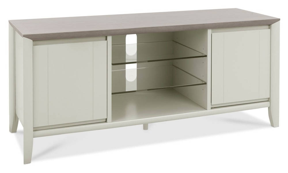 Product photograph of Bentley Designs Bergen Grey Washed Oak And Soft Grey Entertainment Unit 43in Plasma from Choice Furniture Superstore.