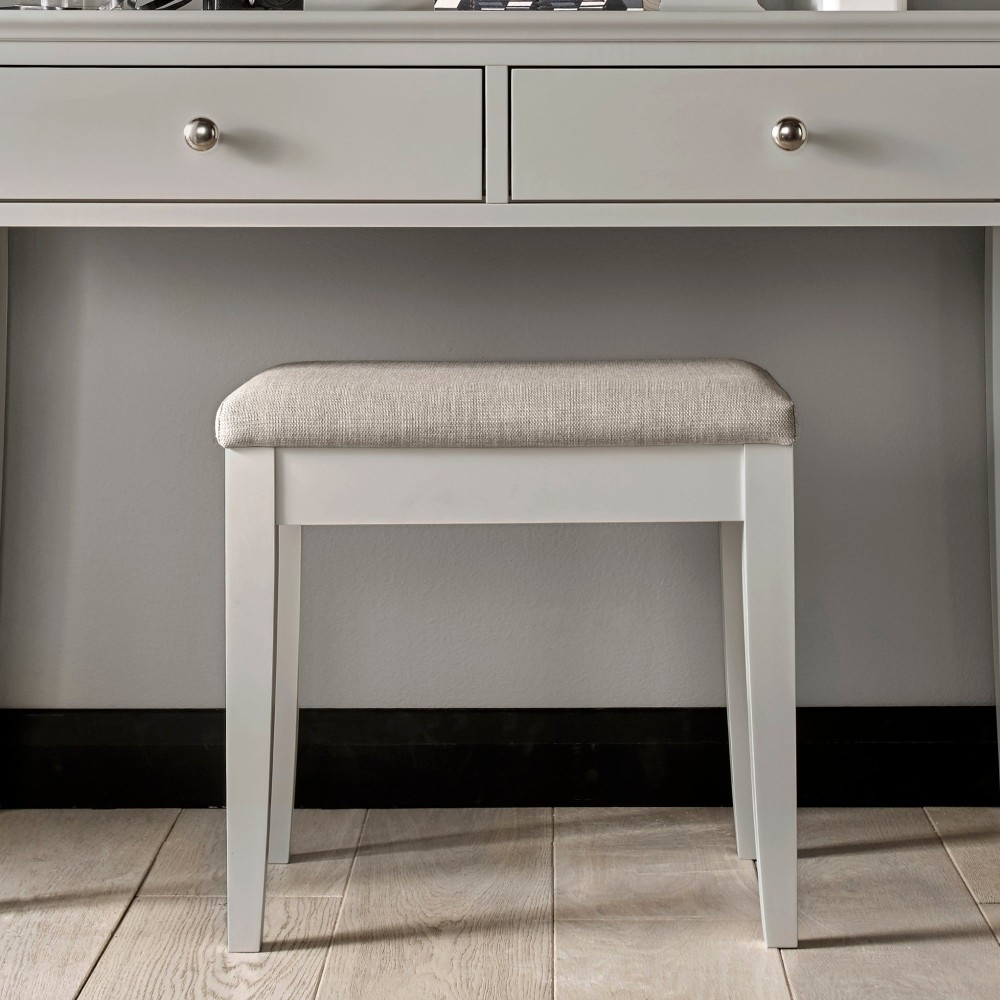 Product photograph of Bentley Designs Ashby Soft Grey Pebble Grey Fabric Stool from Choice Furniture Superstore.