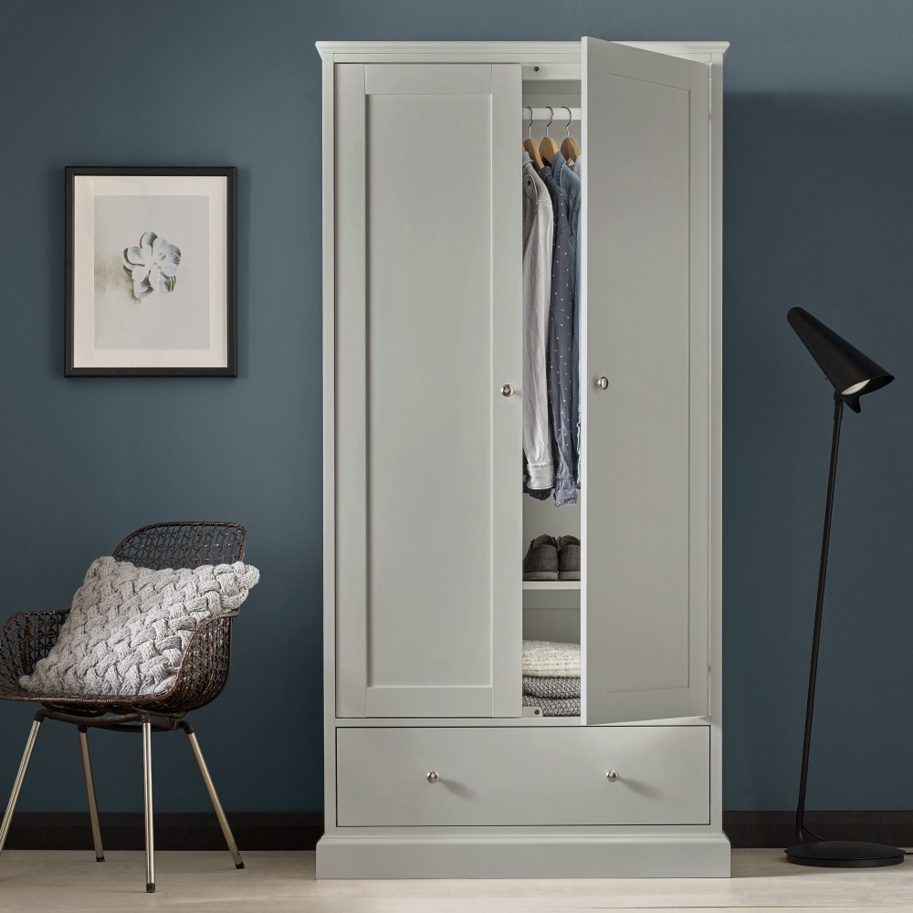 Product photograph of Bentley Designs Ashby Soft Grey 2 Door Combi Wardrobe from Choice Furniture Superstore.