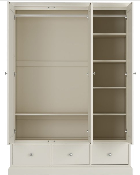 Product photograph of Bentley Designs Ashby Soft Grey 3 Door Combi Wardrobe from Choice Furniture Superstore.