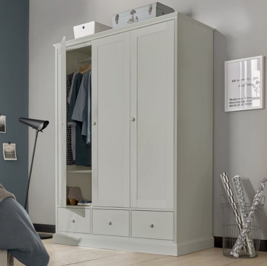 Product photograph of Bentley Designs Ashby Soft Grey 3 Door Combi Wardrobe from Choice Furniture Superstore.