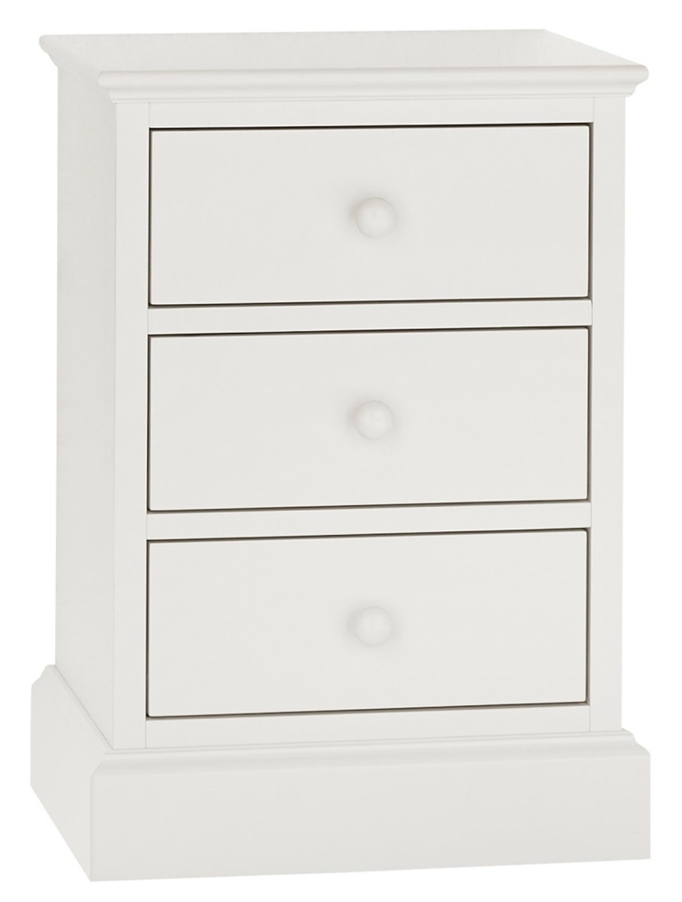 Product photograph of Bentley Designs Ashby White 3 Drawer Bedside Cabinet from Choice Furniture Superstore.