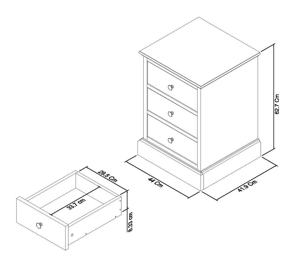 Product photograph of Bentley Designs Ashby White 3 Drawer Bedside Cabinet from Choice Furniture Superstore.