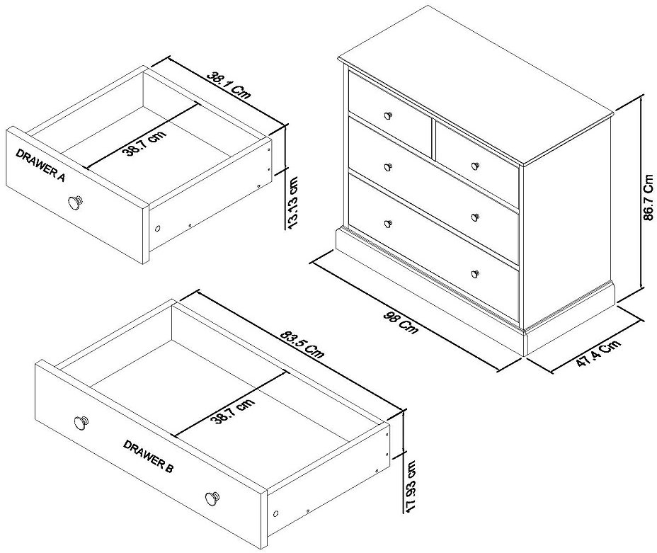 Product photograph of Bentley Designs Ashby White 2 2 Drawer Chest from Choice Furniture Superstore.
