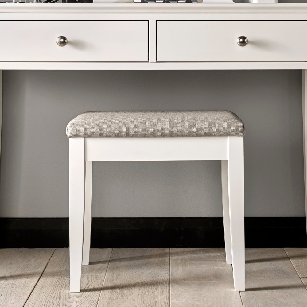 Product photograph of Bentley Designs Ashby White Pebble Grey Fabric Stool from Choice Furniture Superstore.