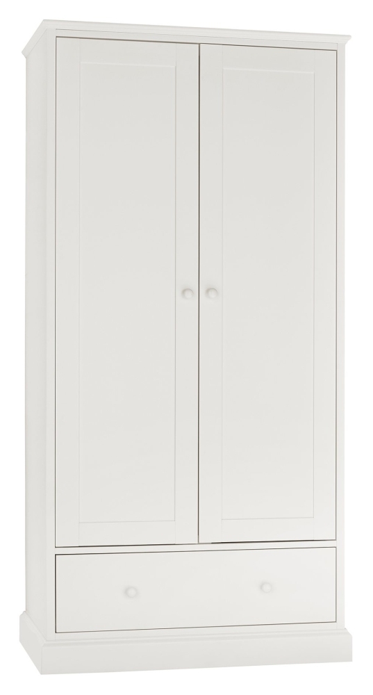 Product photograph of Bentley Designs Ashby White 2 Door Combi Wardrobe from Choice Furniture Superstore.