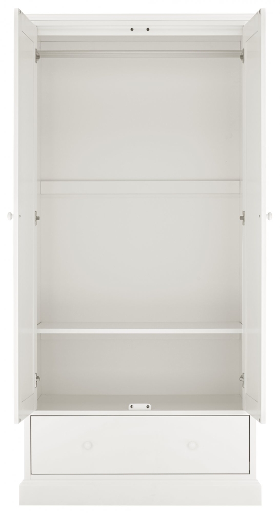 Product photograph of Bentley Designs Ashby White 2 Door Combi Wardrobe from Choice Furniture Superstore.