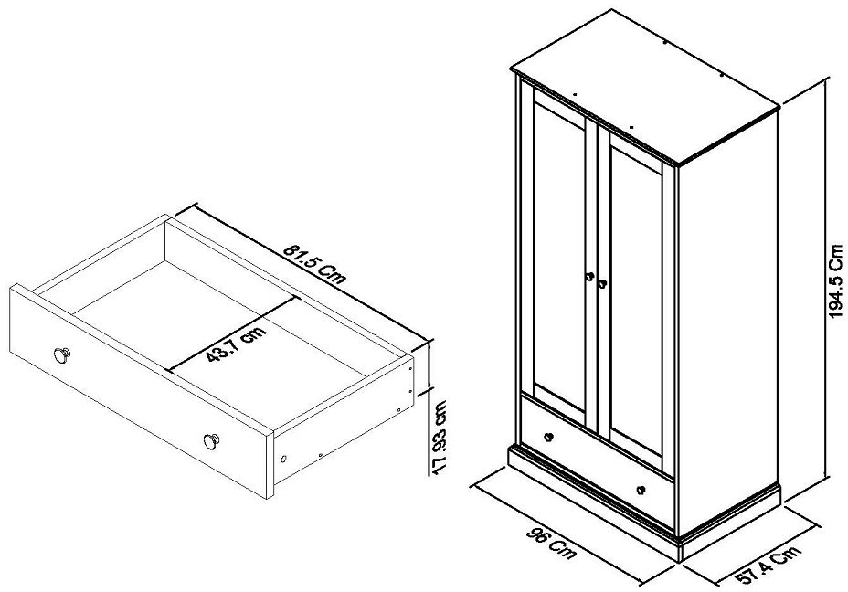 Product photograph of Bentley Designs Ashby White 2 Door Combi Wardrobe from Choice Furniture Superstore.