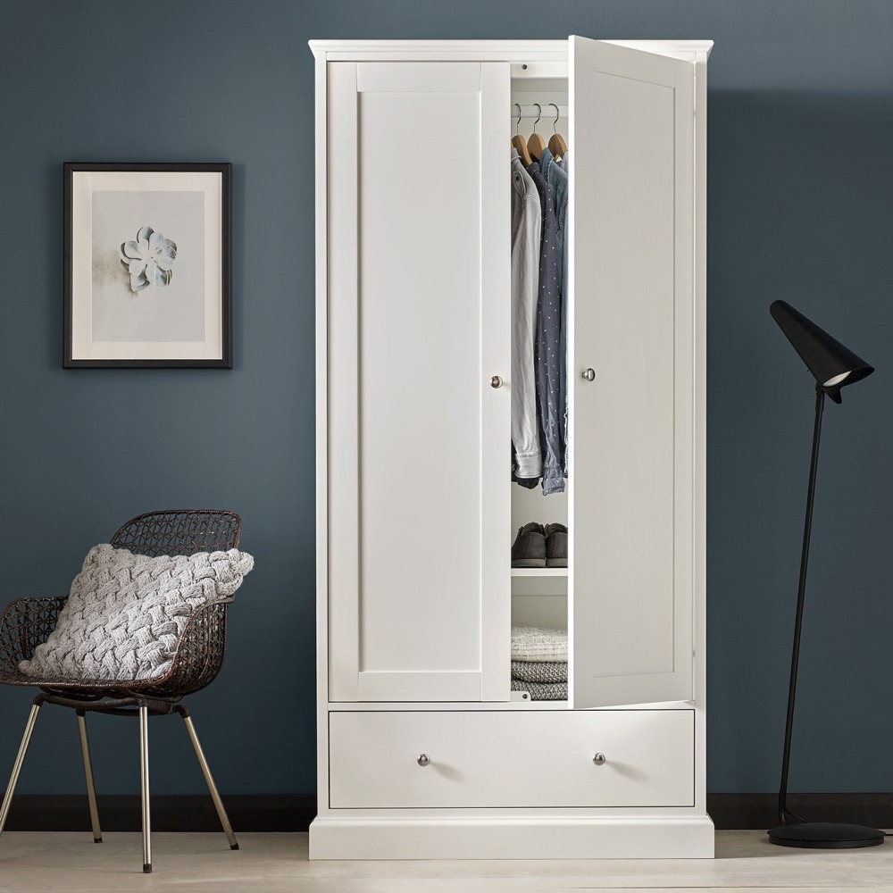 Product photograph of Bentley Designs Ashby White 2 Door Combi Wardrobe from Choice Furniture Superstore.