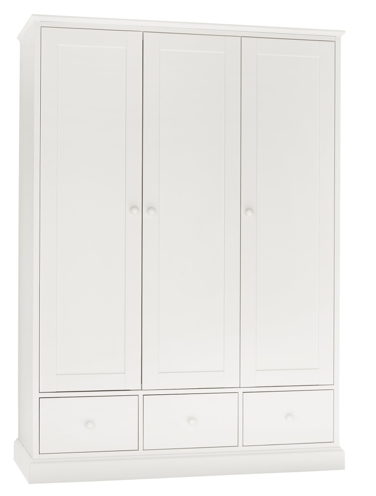 Product photograph of Bentley Designs Ashby White 3 Door Combi Wardrobe from Choice Furniture Superstore.